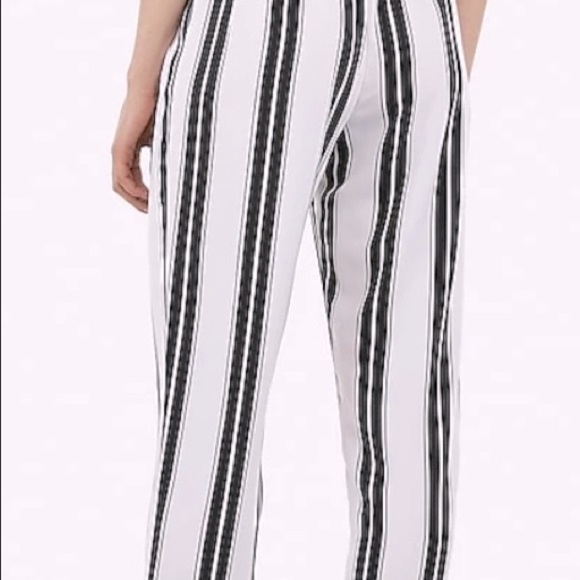 Express Strapless Jumpsuit in B&W Stripes - Picture 2 of 6